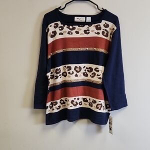 Alfred Dunner Brown and Cream Leopard Print Top